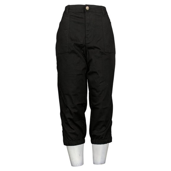 NWT LISA RINNA COLLECTION CROPPED TWILL PANTS BLACK 8 - Picture 1 of 10